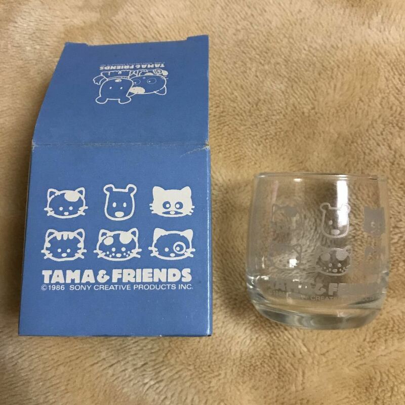 ロックグラス 昭和レトロ　ファンシー TAMA&FRIENDS うちのタマ知りませんか 猫 非売品 レア 希少 ガラス 食器 コップ グラス　透明 クリア