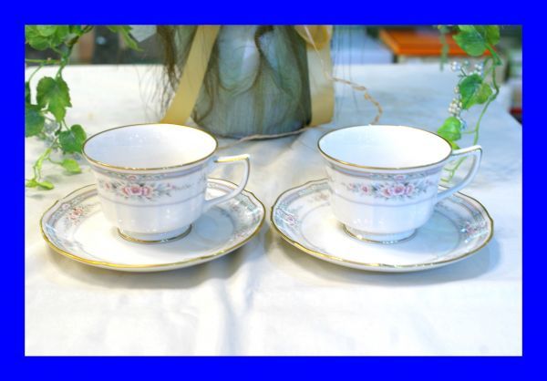 ○美品 ノリタケ Noritake 花柄 カップ&ソーサー 2客 D1741
