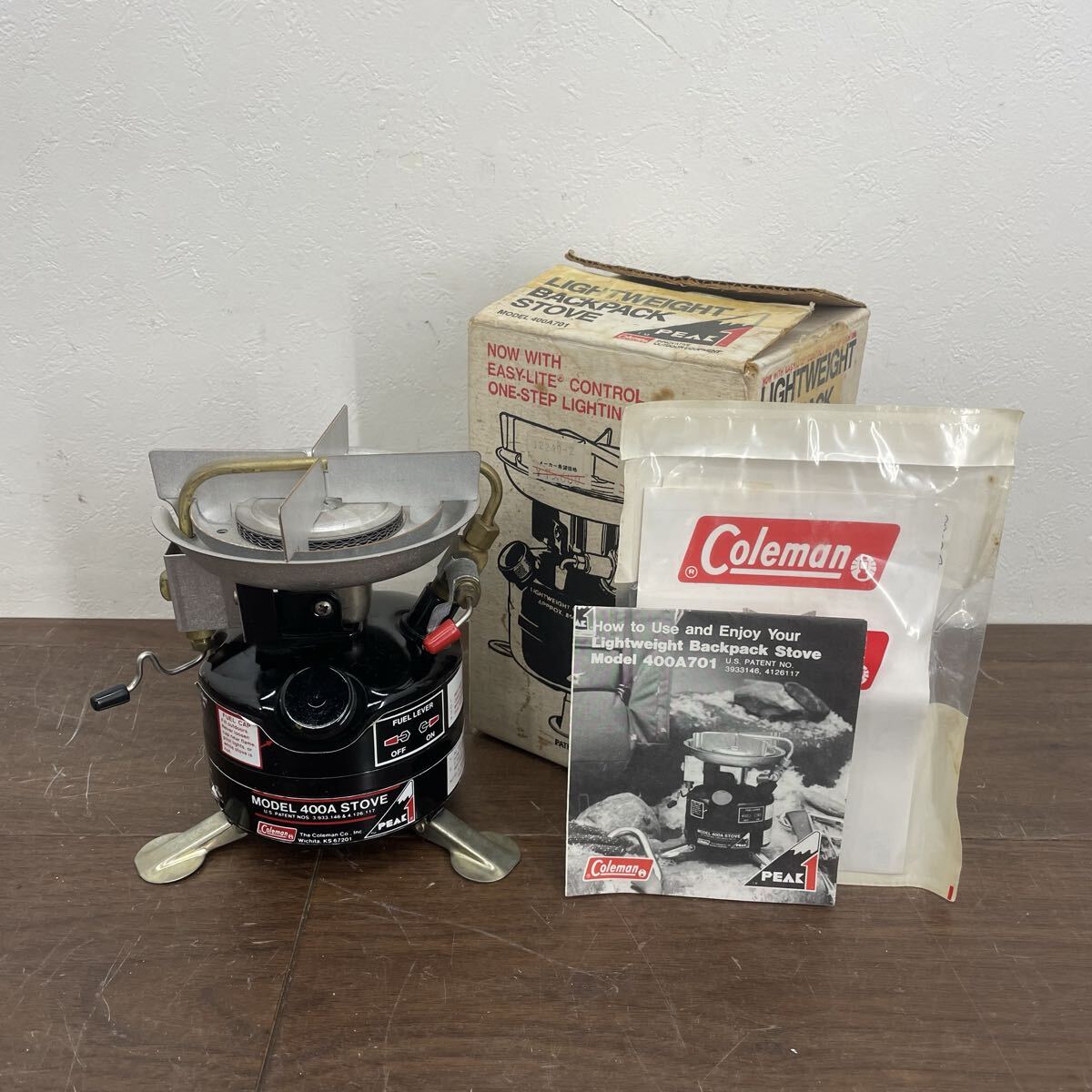 EJK47 未使用 Coleman コールマン PEAK1 シングルバーナー 86年 11月製 400A701 STOVE ストーブ キャンプ アウトドア ヴィンテージ