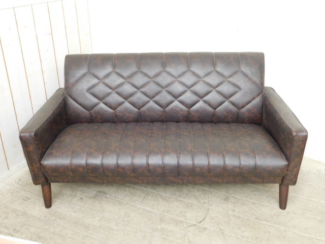 ★小1371 カリモク ソファ 3P 3シーター ビンテージ 1970～80年代 三人掛け ヴィンテージ マーブル ロビーチェア 昭和レトロ 92510311