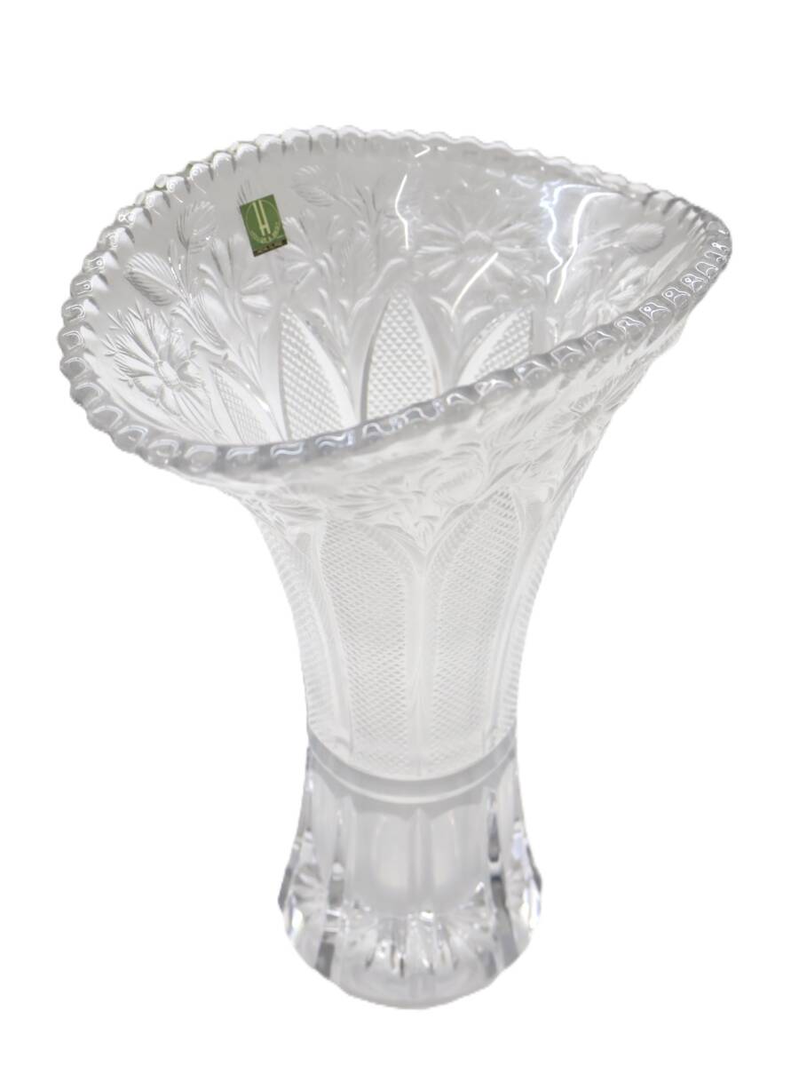 ★中1610 ガラス 花瓶 HOYA CRYSTAL ホヤクリスタル 花器 花入 フラワーベース 生け花 クリスタルガラス 硝子 インテリア 92509011