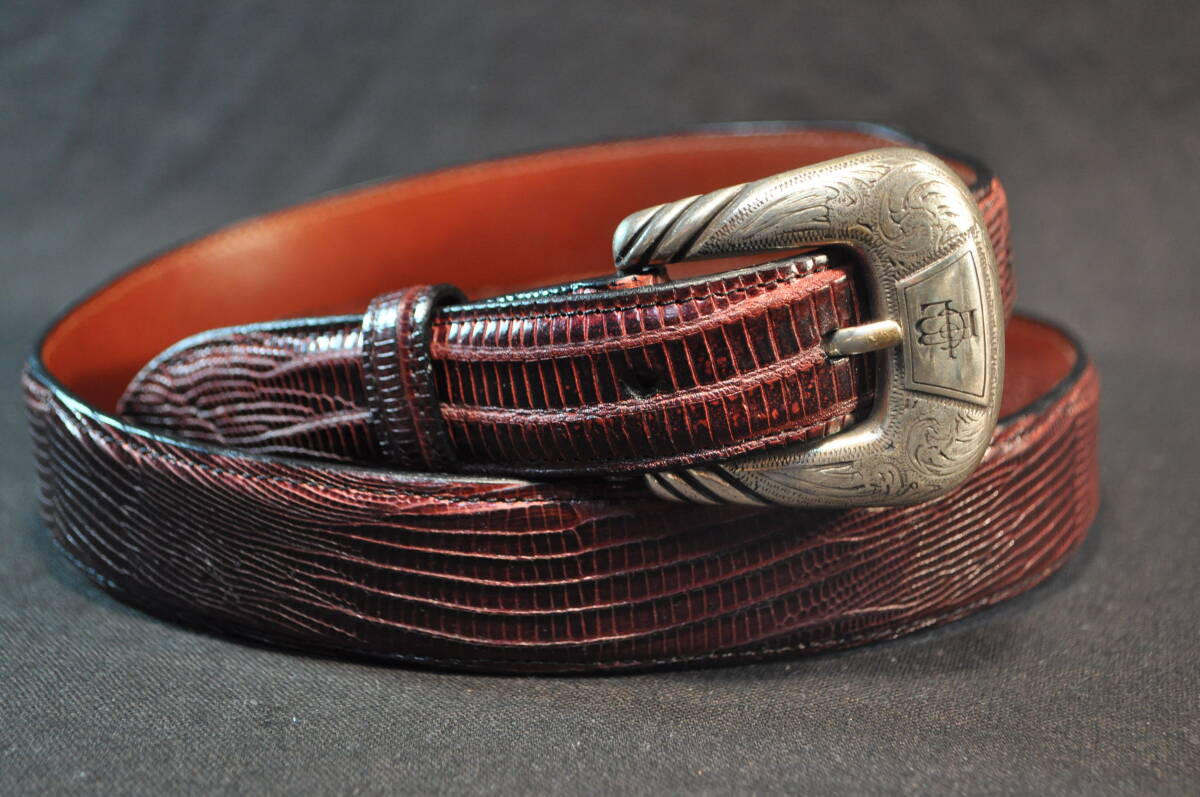 189　アメリカ製　ウエスタンブーツ老舗　ルケーシー社製　LUCCHESE　リザード革ベルト(トカゲ)　先細　キーパー付　34