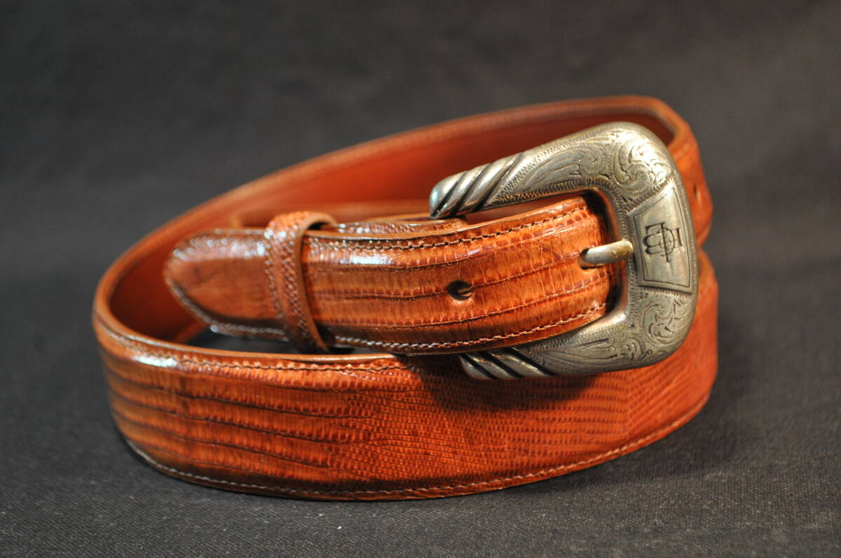 190　アメリカ製　ウエスタンブーツ老舗　ルケーシー社製　LUCCHESE　リザード革ベルト(トカゲ)　先細　キーパー付　32　