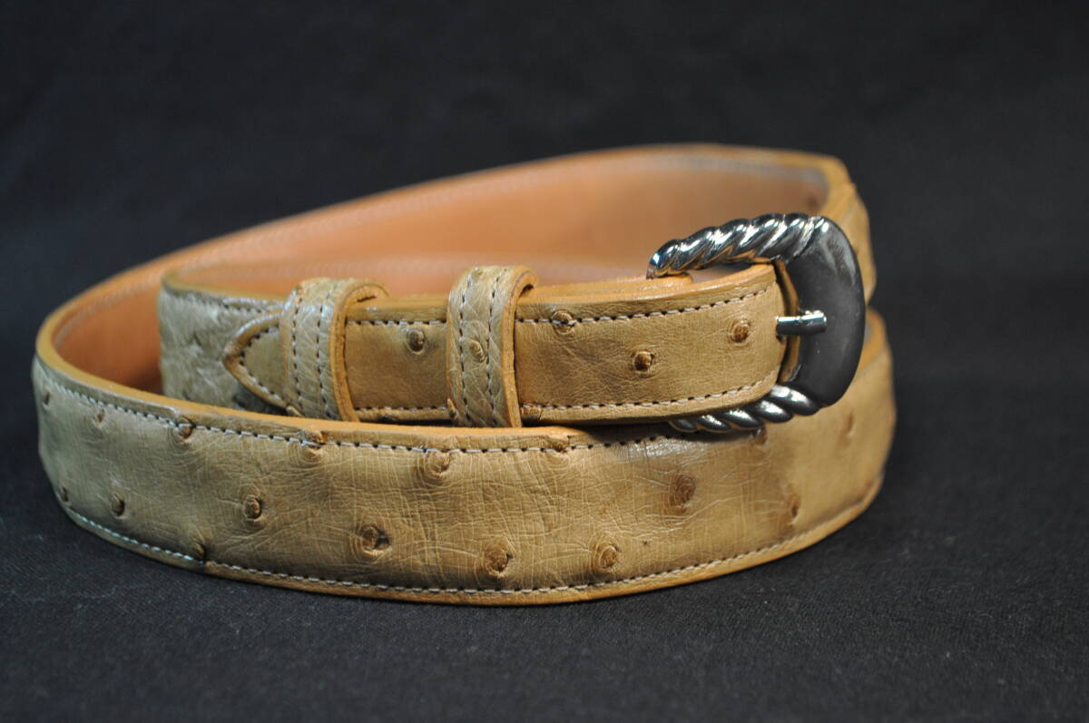 206　アメリカ製　ウエスタンブーツ老舗　ルケーシー社製　LUCCHESE　先極細ベルト　ベージュ　オーストリッチ革　サイズ　34