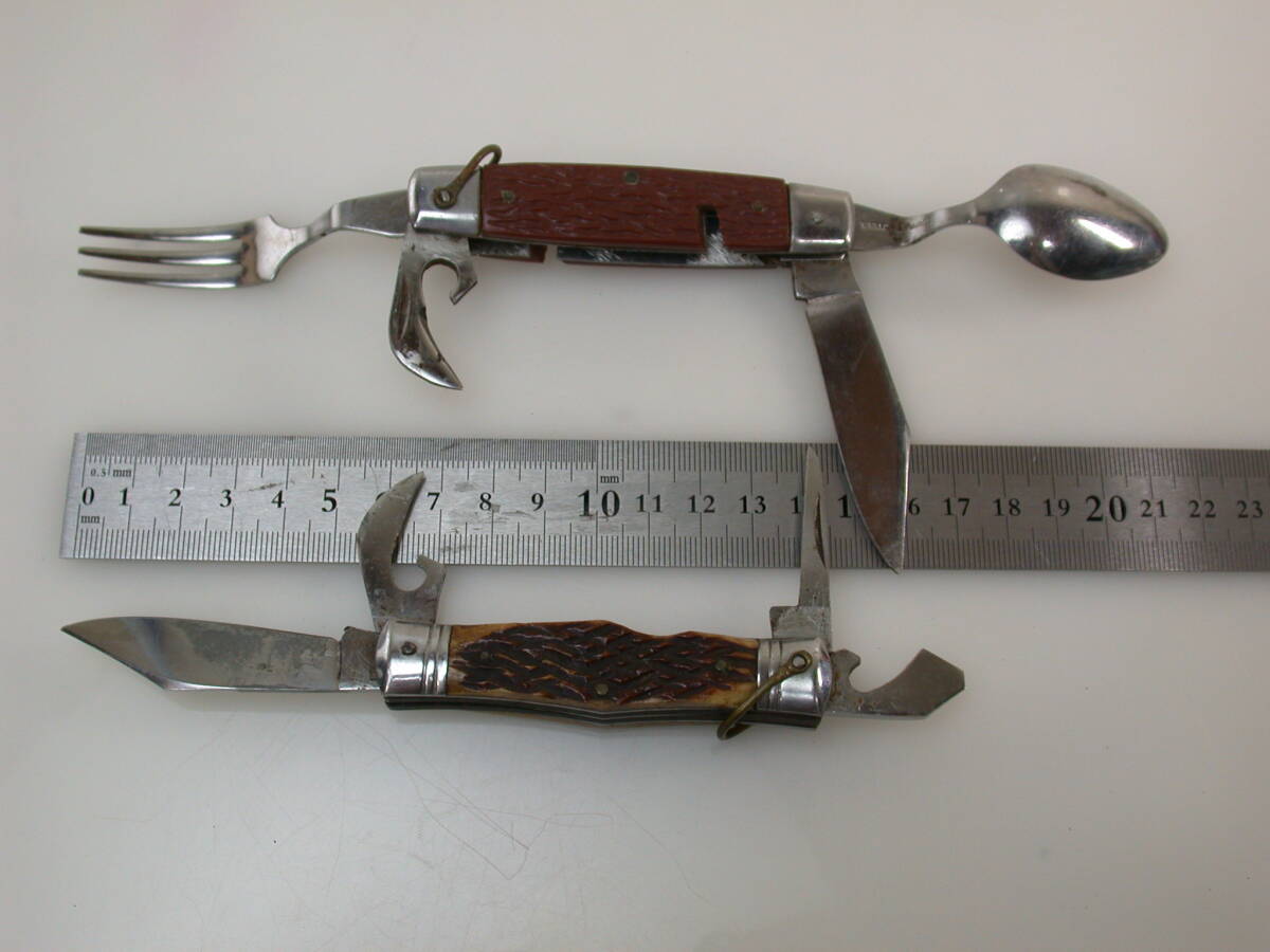 夢530．中古の品 2品 鹿角ナイフ スタッグ 鹿角 サンバースタッグ キャンプ用 他1品