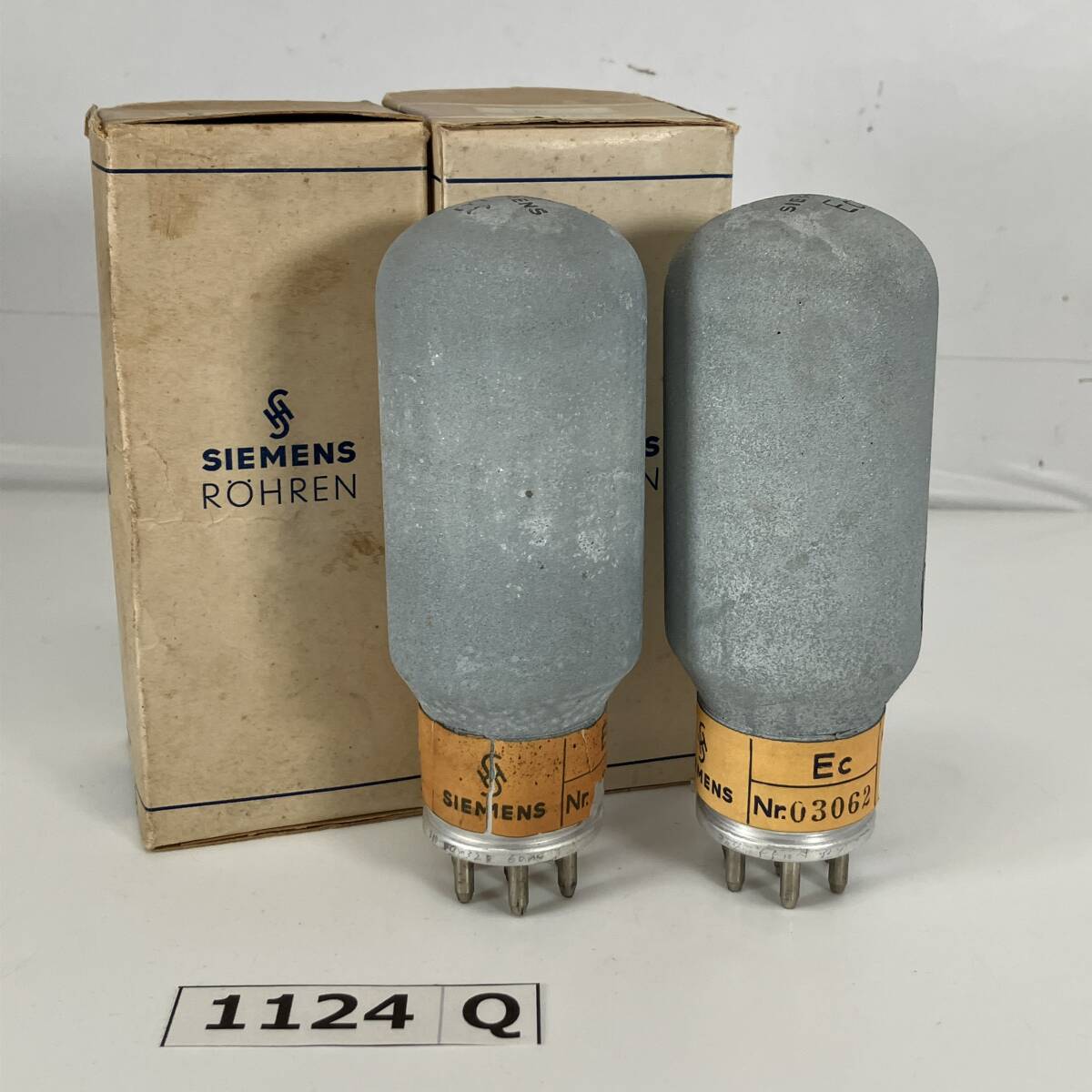 (志)SIEMENS/シーメンス 真空管 Ec 2本セット ペア 銀ナス イエローリボン 元箱付 パーツ 部品 検)真空管アンプ オーディオ機器(I)1124Q