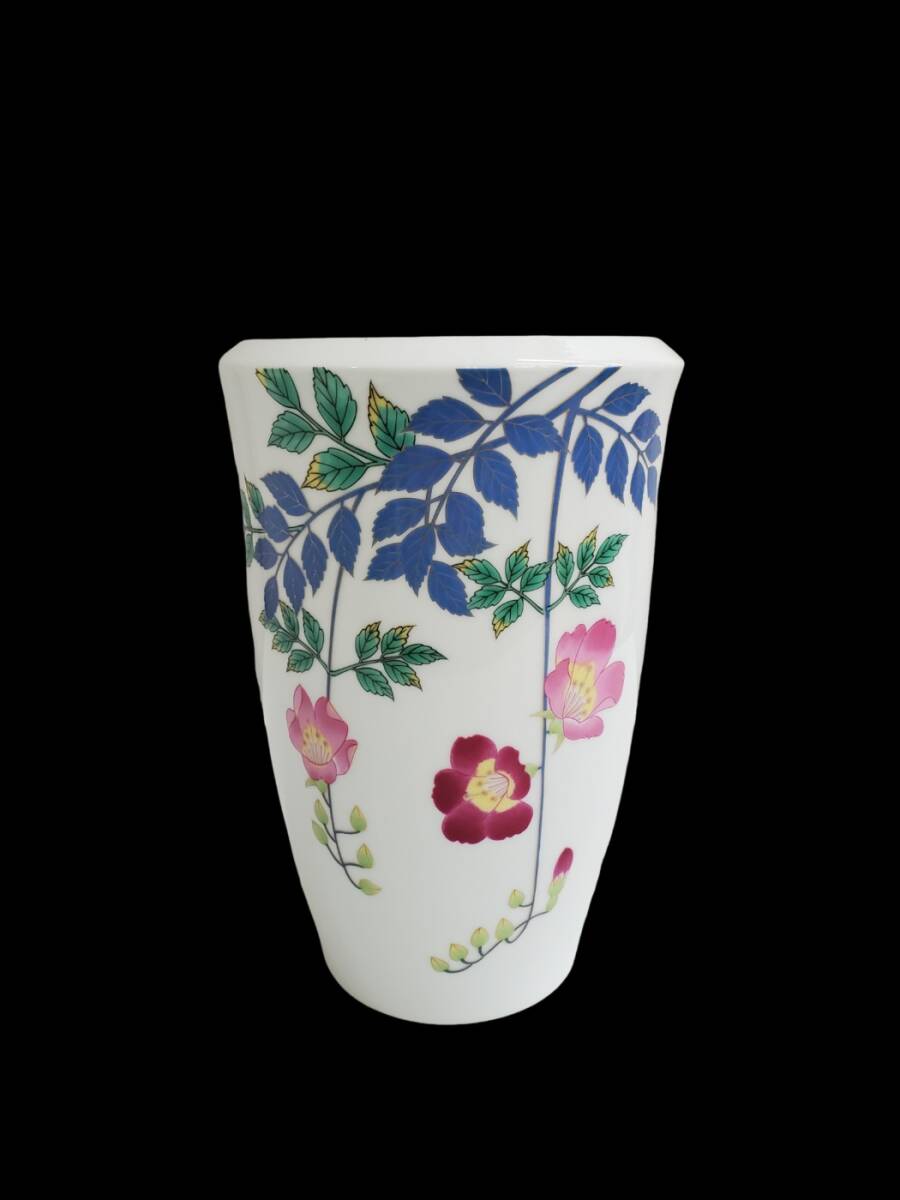 香蘭社 椿紋様 色絵花瓶 花びん フラワーベース 花器 花柄 花紋様 壺 つぼ 高さ約24㎝ インテリア 飾り オブジェ