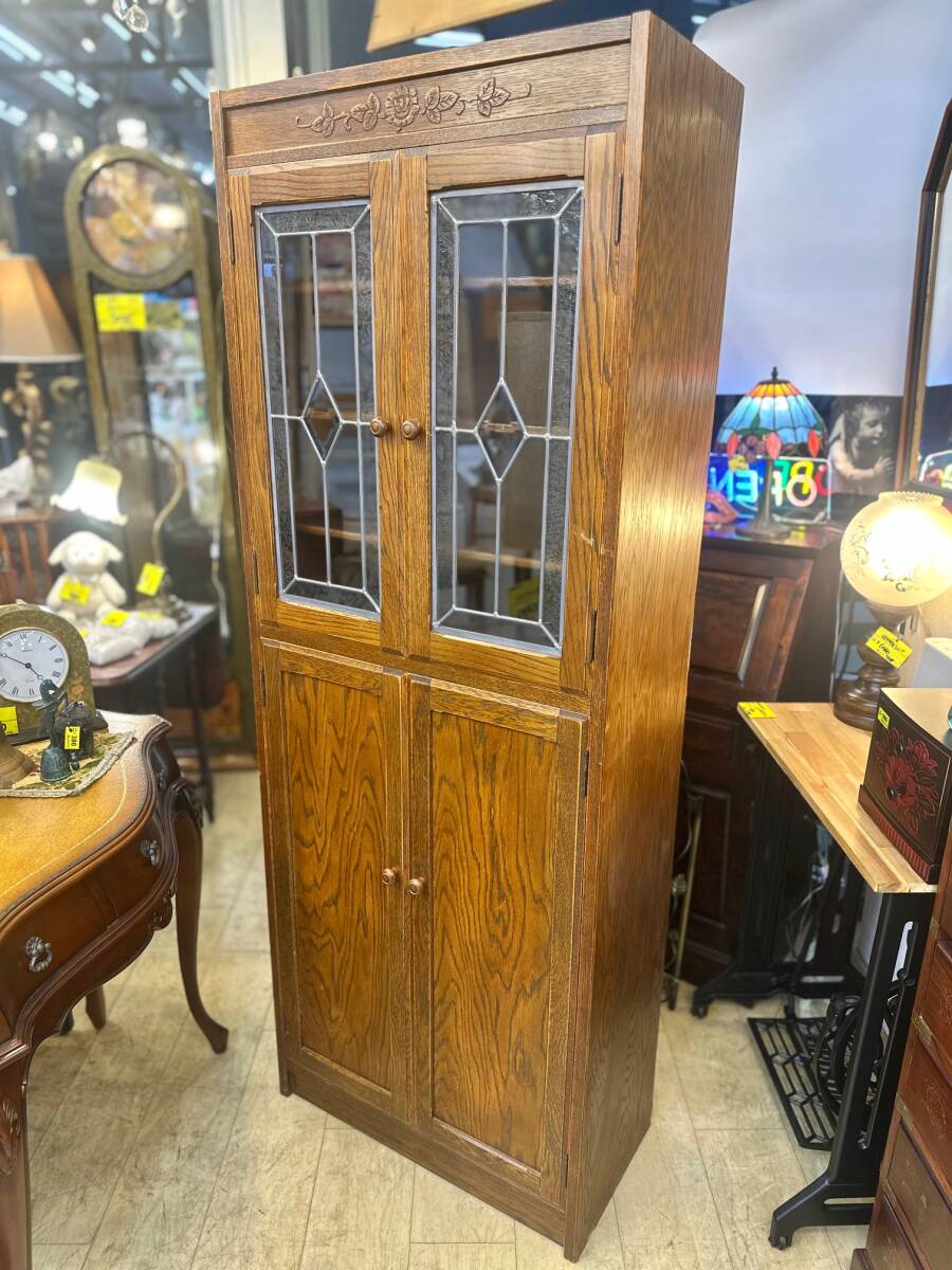 三越家具 ブルージュ Brugge 食器棚 カップボード ガラス扉 飾り棚 キャビネット 幅65cm(H)