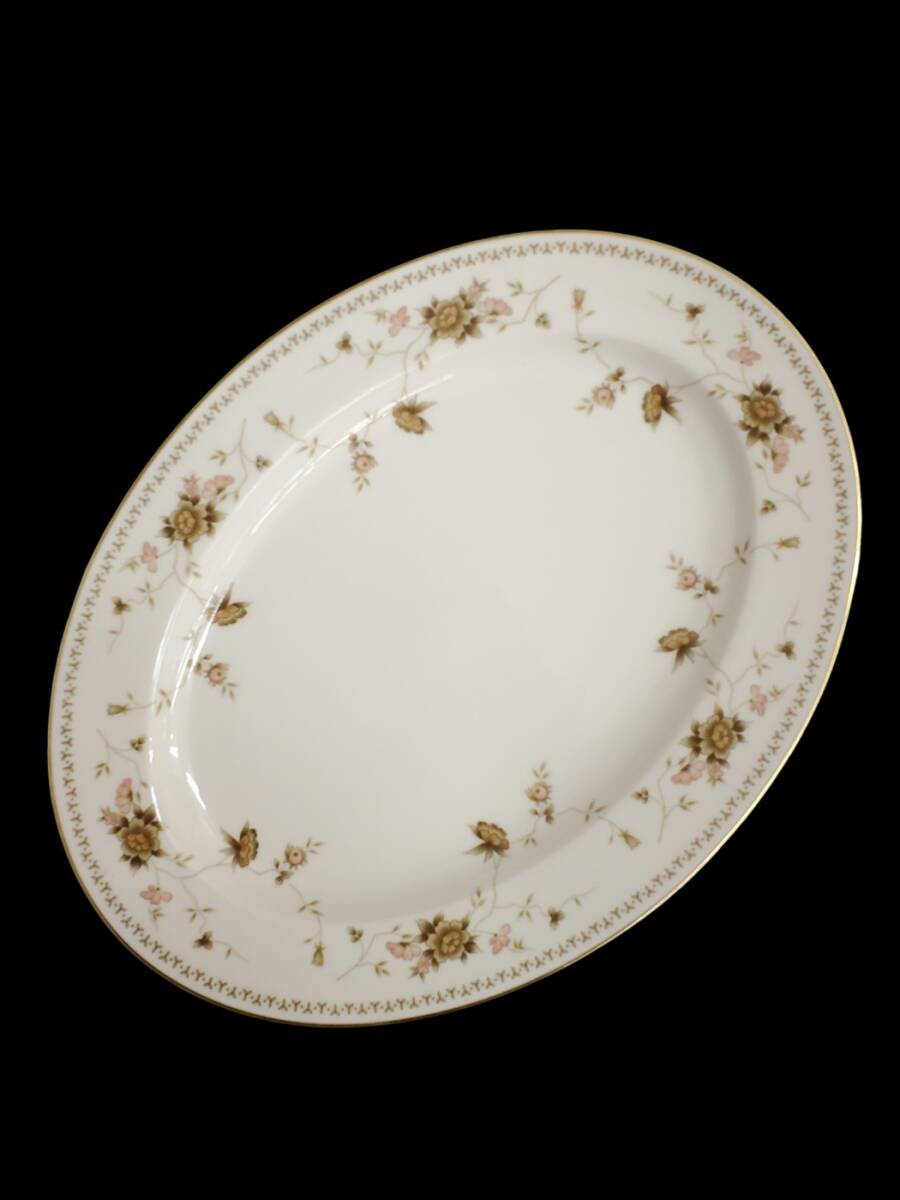 ノリタケ Contemporary fine china オーバルプレート 楕円形 花柄　約:(35㎝ｘ26㎝ｘＨ3.5㎝)　ヴィンテージ