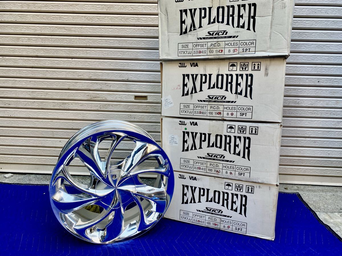 シュティッヒ エクスプローラー メッキ stich EXPLORER 17インチ 7J ET38 114.3 4本 90's シビック アコード ステップワゴン スポコン 