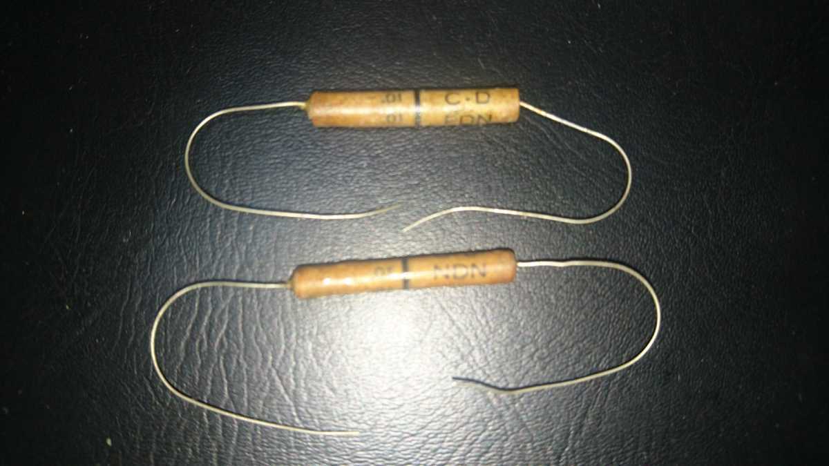 ①即決 2個セット Cornell Dubilier waxモールド コンデンサー ZS 0.01μＦ 100VDC 未使用デッドストック