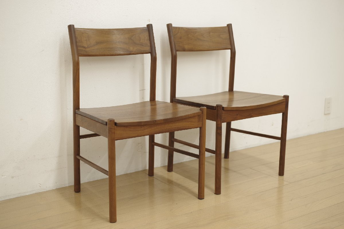 家具のひらやま ダイニングチェア ２脚セット ウォールナット オイル仕上げ 椅子 イス 食卓 ナチュラル シンプル 木製 カフェ キッチン