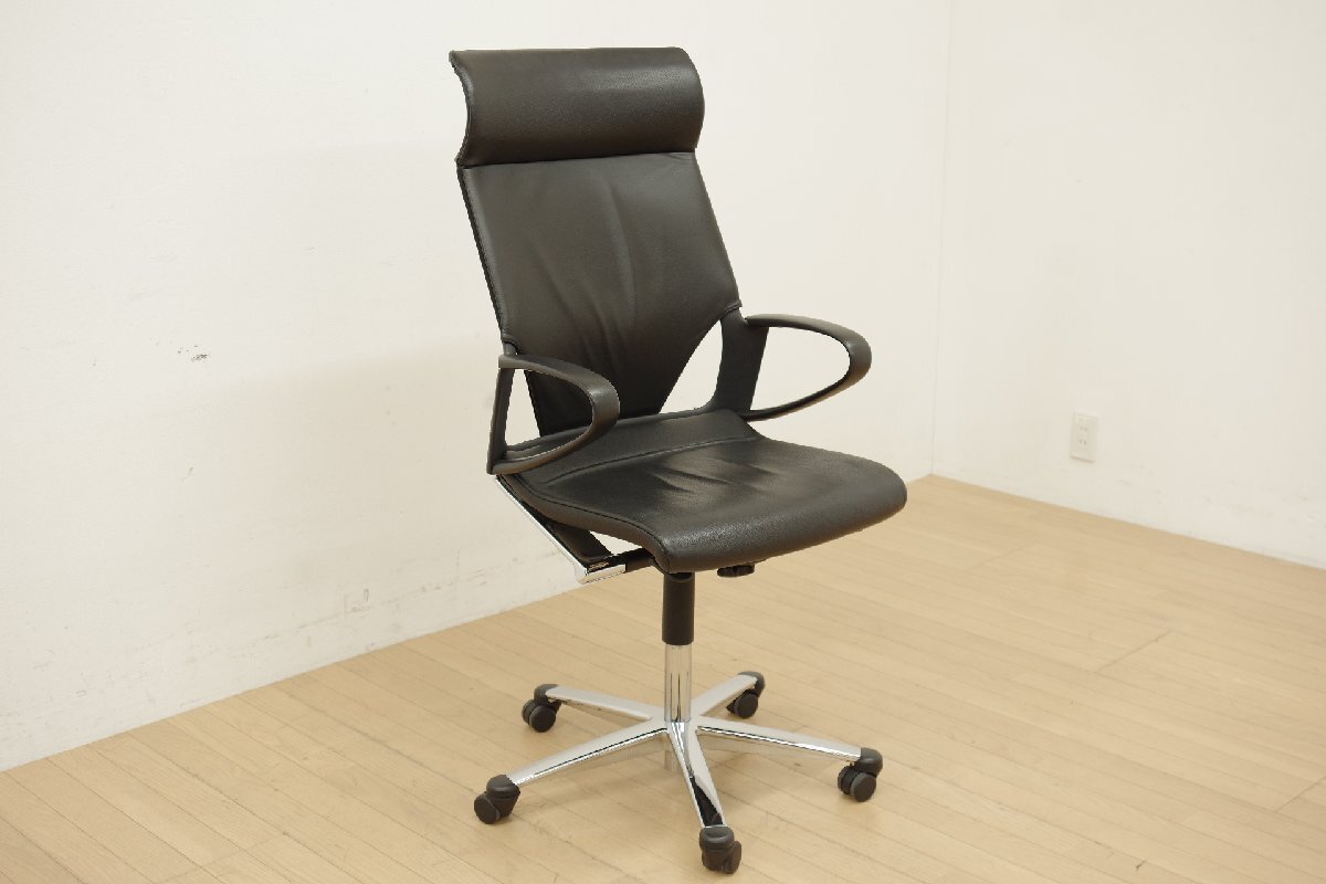 ウィルクハーン range Modus モダス オフィスチェア ハイバック アーム 椅子 座面本革 キャスター ドイツ モダン デスク ブラック 書斎 B