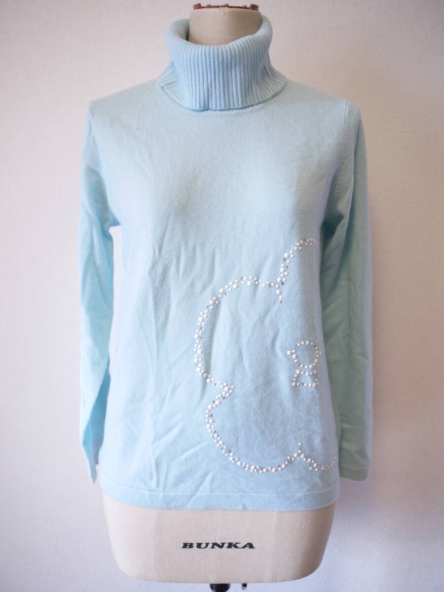 STUDIO PICONE ROMA ピッコーネ カシミヤ タートルネック長袖ニット ブルー ３８ 未使用