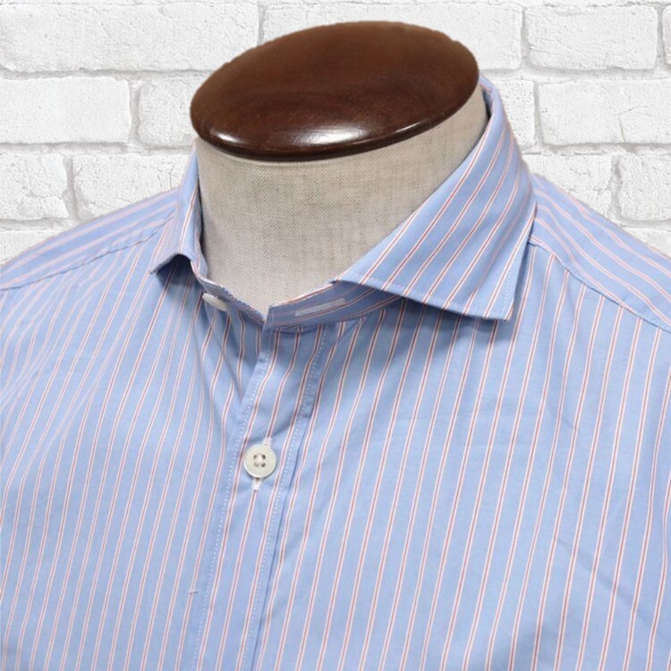 Faconnable■カッタウェイ ストライプシャツ 2枚セット 44■新品
