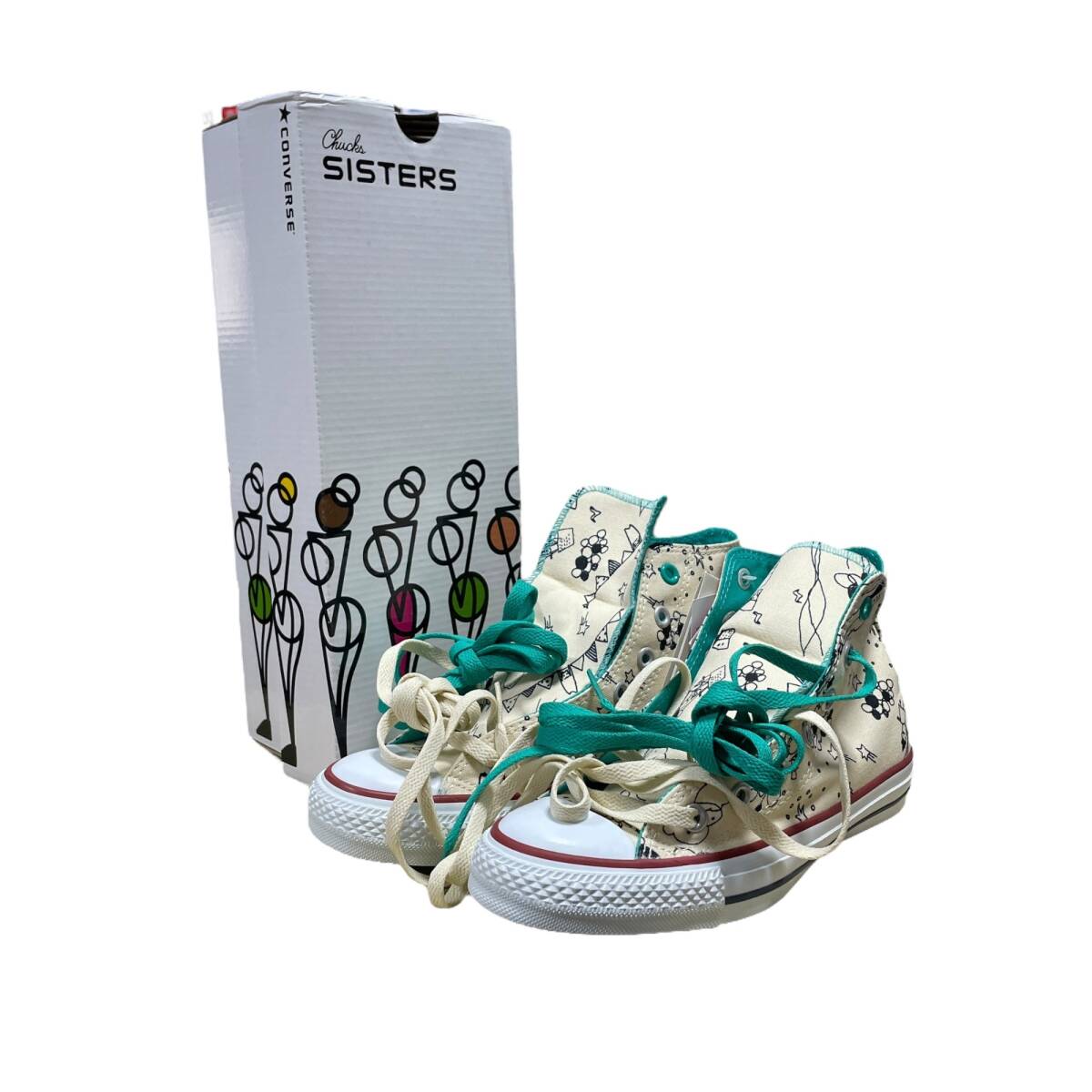 ◆未使用品◆ CONVERSE×POU DOU DOU コンバース×プードゥドゥ オールスター 5C1398 ホワイト 24.5cm ハイカット 箱有 タグ付 V11-7NC