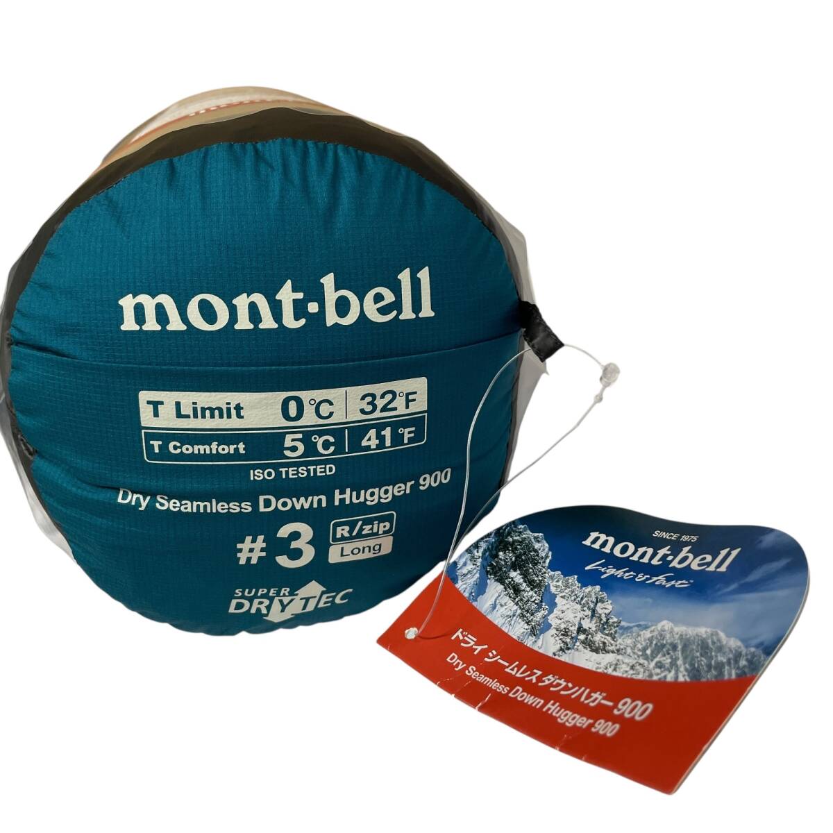 ◆未使用品◆mont-bell モンベル ドライシームレスダウンハガー900 #3 ロング ブルーグリーン シュラフ 寝袋 アウトドア X102141NL