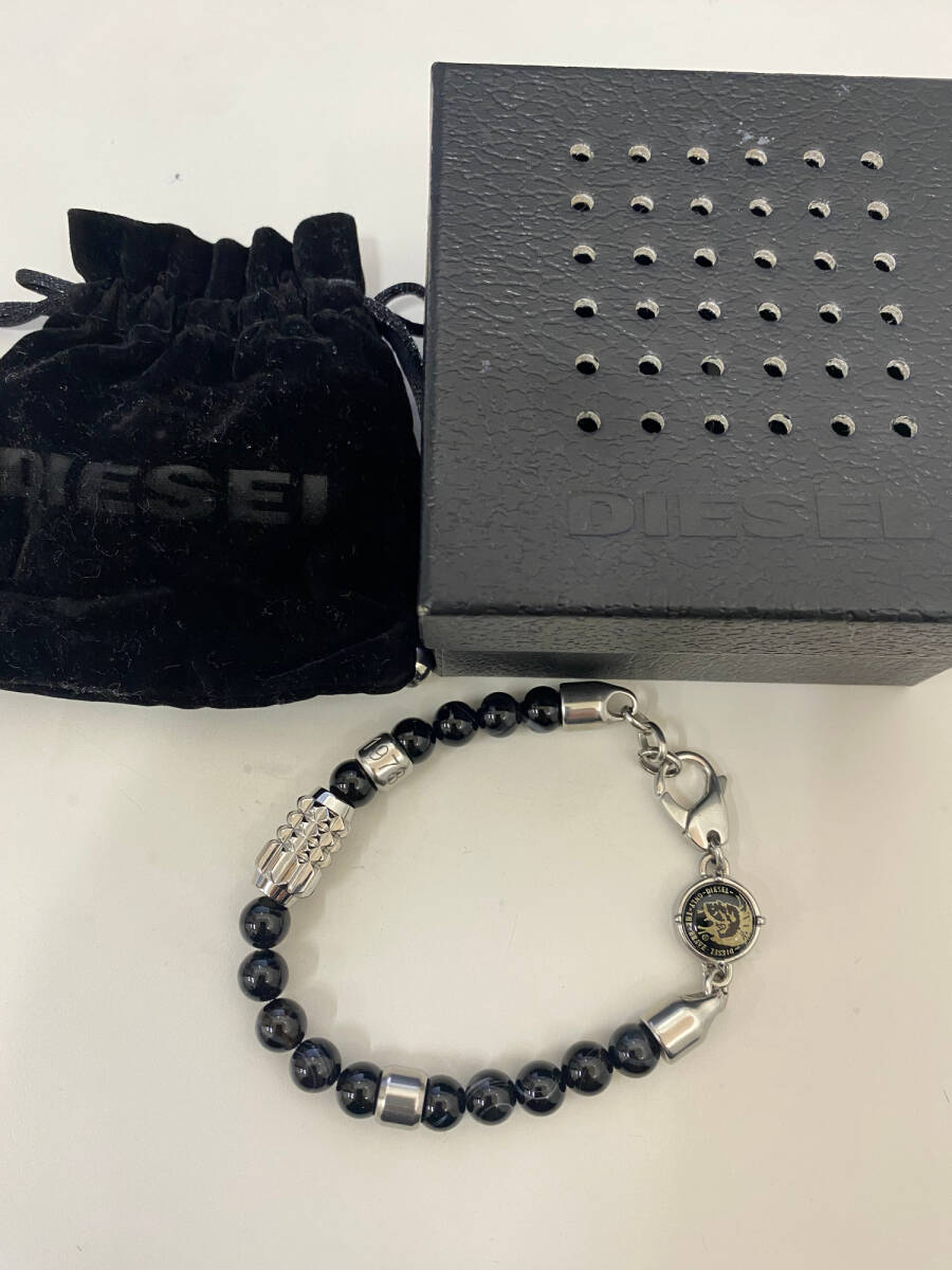 DIESEL ディーゼル ブレスレット DX0847040 ビーズ 水晶 ブラック メンズ アクセサリー 中古 SKD7138