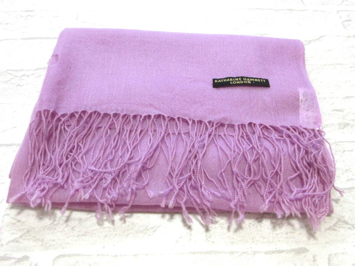 送料込み KATHARINE HAMNETT キャサリンハムネット ラベンダー カシミヤ 大判 ストール ( カシミア 100％ 巻き物 羽織物 マフラー 男女兼用