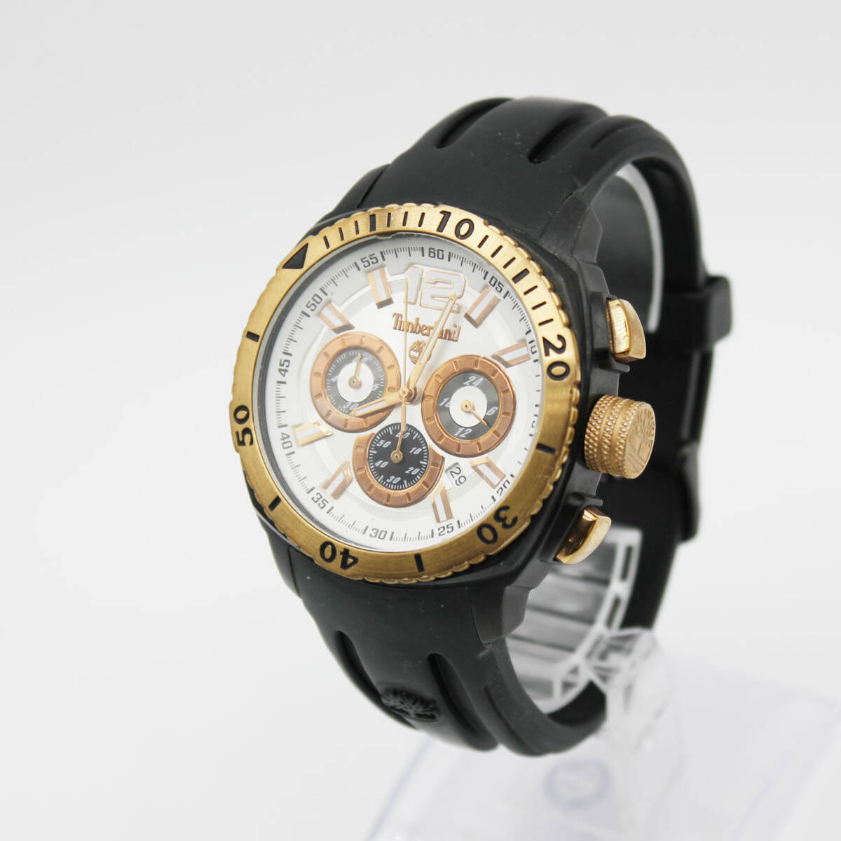 W251126-12 Timberland ティンバーランド QT7929201 メンズ腕時計 クォーツ クロノグラフ デイト ジャンク 文字盤ホワイト ブラック