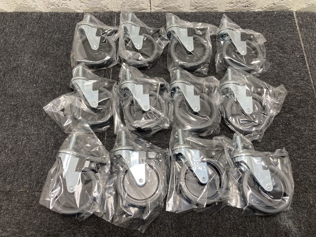 未使用 ねじ込みキャスター 自在車 ブレーキ付き まとめ12個 車輪Φ100 Ｃ1112-6