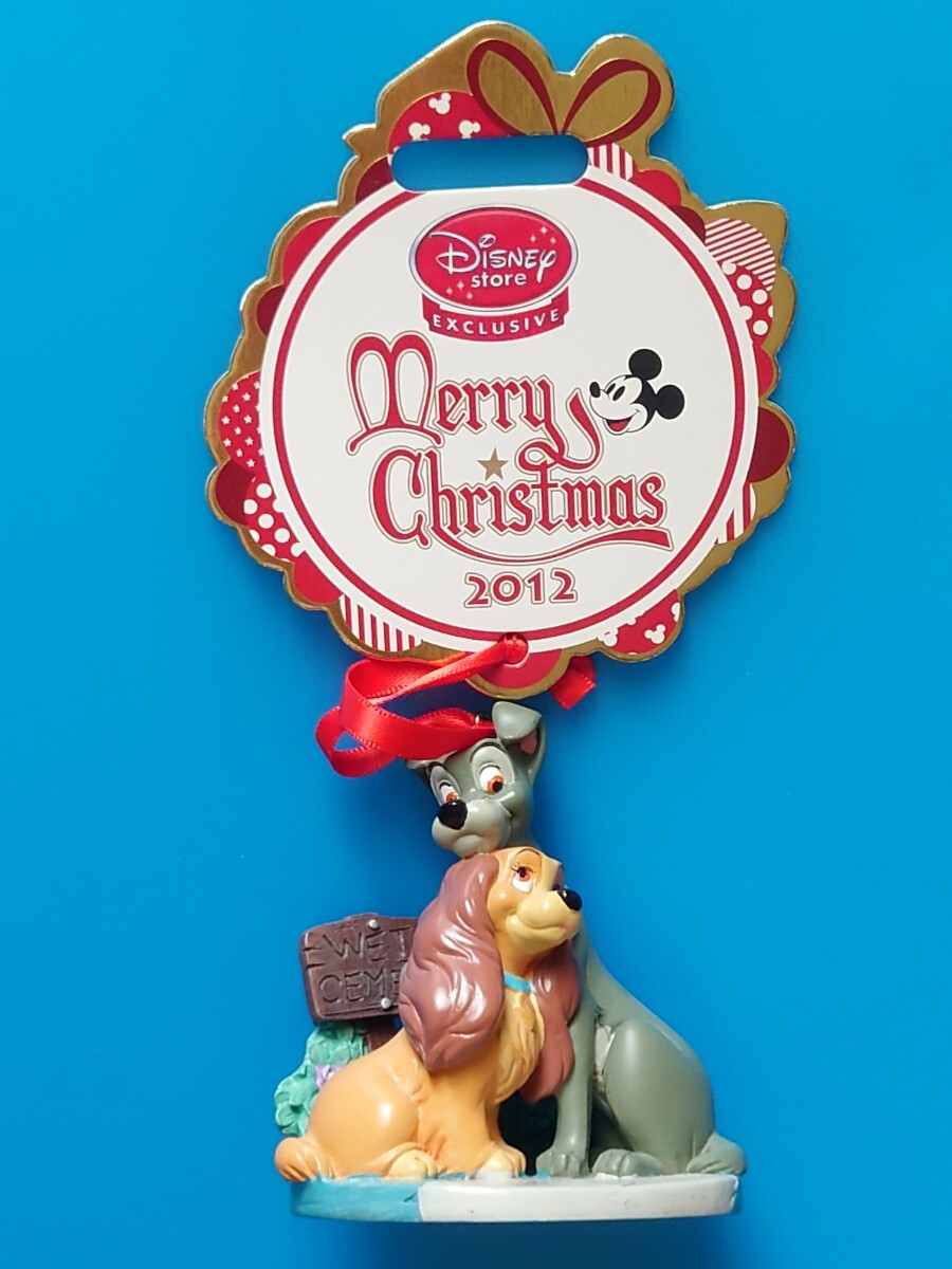 未使用経年品 ディズニーストア 「わんわん物語〜レディ＆トランプ〜」クリスマスオーナメント税込945円2015年 名シーン 緩衝材巻で保管