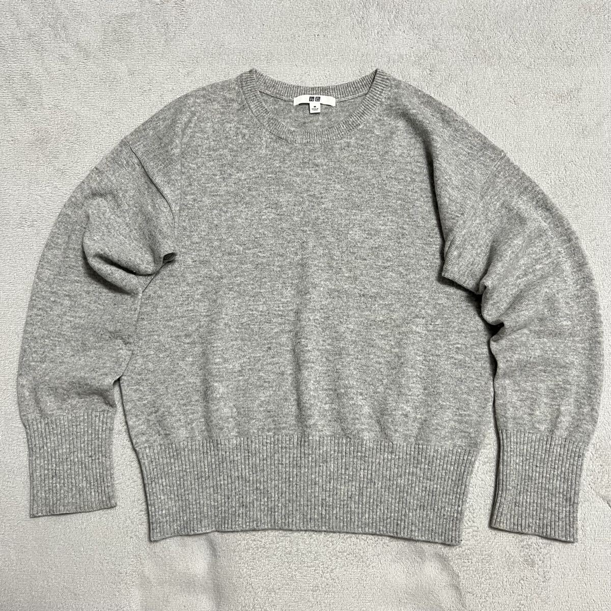 ★送料360円★カシミア100% 高級 美品 UNIQLO ユニクロ 長袖 クルーネック カシミヤ ニット セーター レディース グレー サイズM R-8297