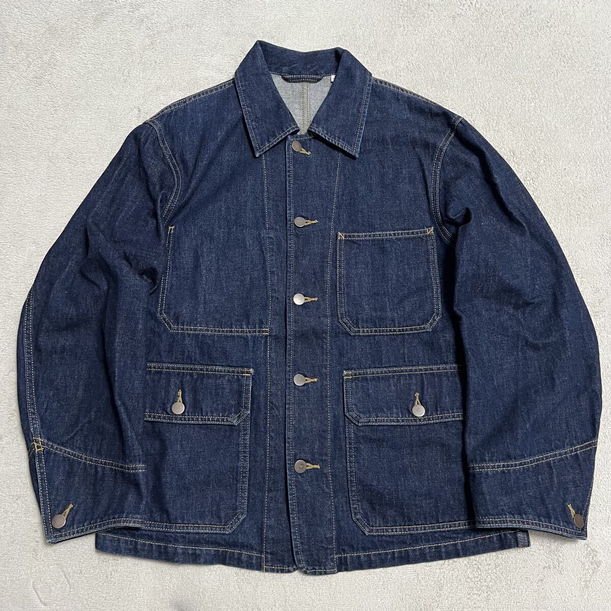 ★人気★美品 UNIQLO U ユニクロ UU ユーユー カバーオール デニムジャケット Gジャン ジージャン メンズ サイズM インディゴ 濃紺 R-8385