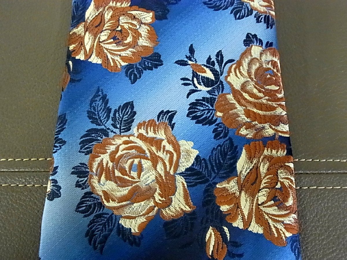 ♪S0348「新品」【刺繍 花 バラ 植物 柄】 ネクタイ♪