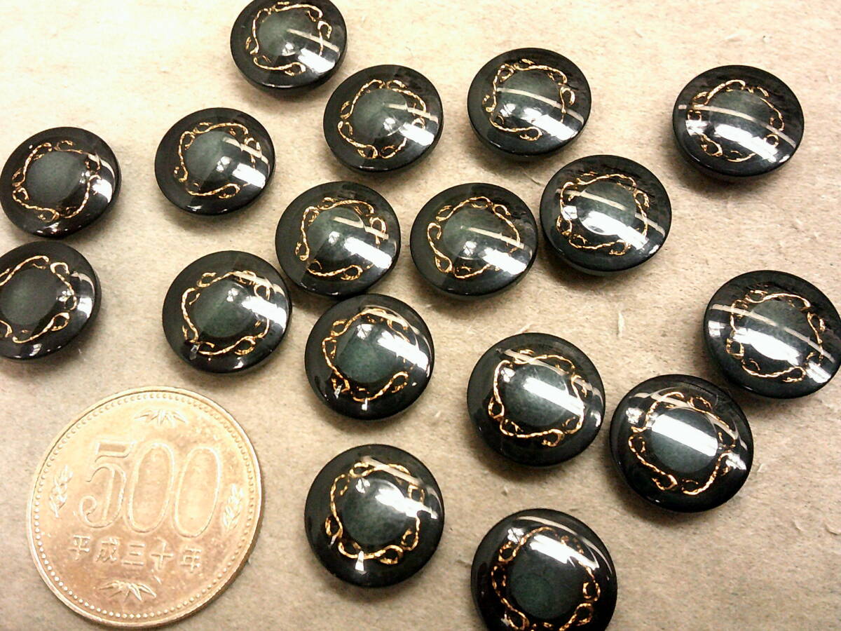 ☆ボタン1BB469☆80054☆＃68濃緑色☆１５ミリ１７個