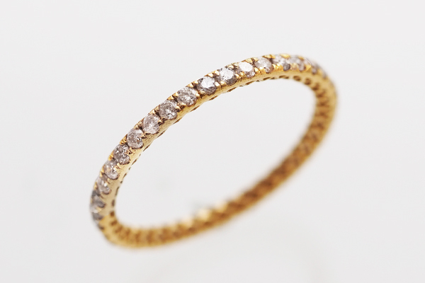 新品◎K18YG 18金イエローゴールド ダイヤモンド0.39ct フルエタニティリング 指輪 約9号 18金ダイヤリング フルエタ ダイヤ指輪