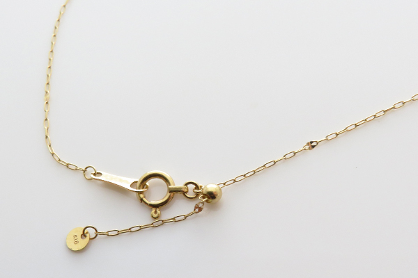 可愛い！美品◎K18YG 18金 アズキ＆ペタルデザインネックレスチェーン 約45㎝ スライドアジャスター付き 約0.7g 18金チェーン 小豆