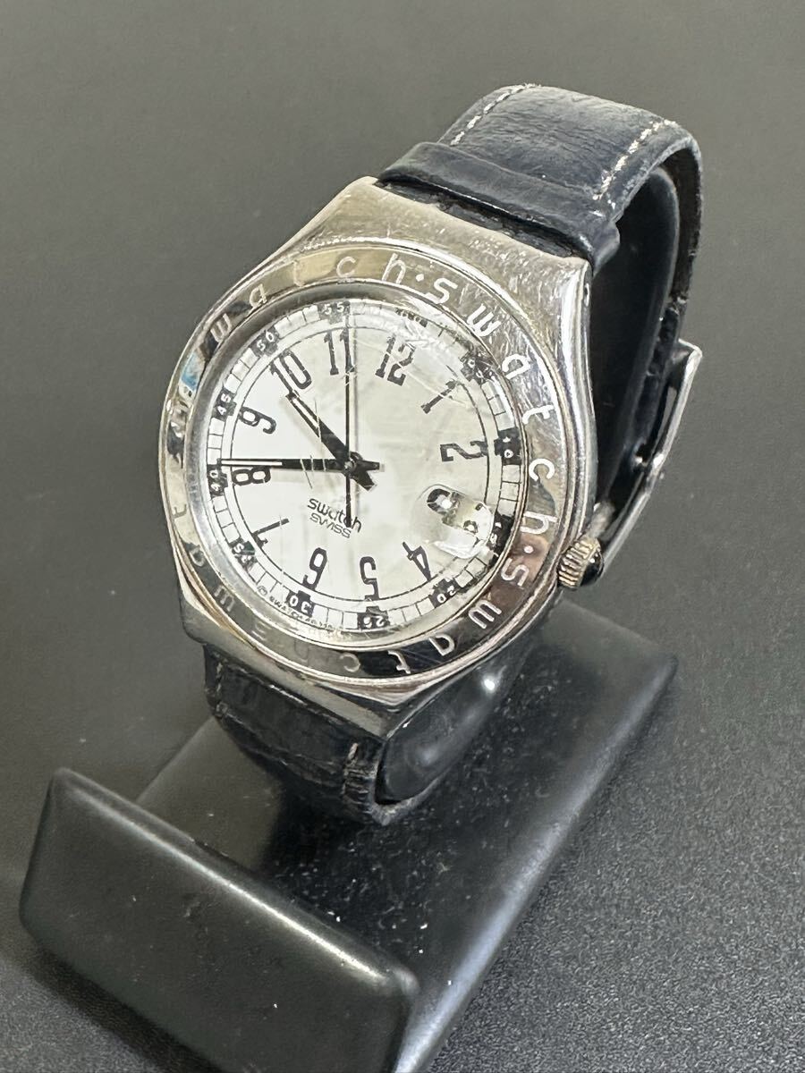 Swatch スウォッチ IRONY アイロニー SLATE YGS406A デイト 3針 メンズ用 腕時計 クォーツ 動作未確認