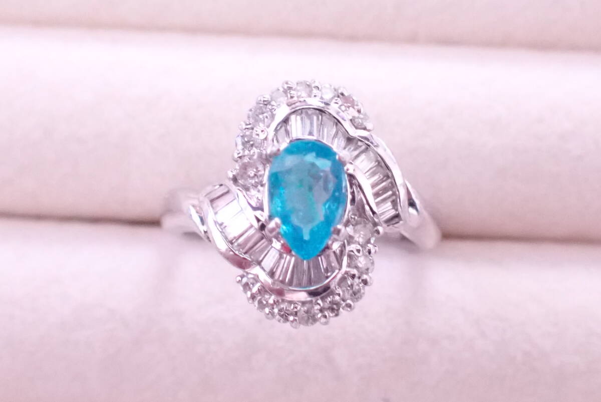 パライバトルマリン　0.577ct　ダイヤ0.5ct 10号