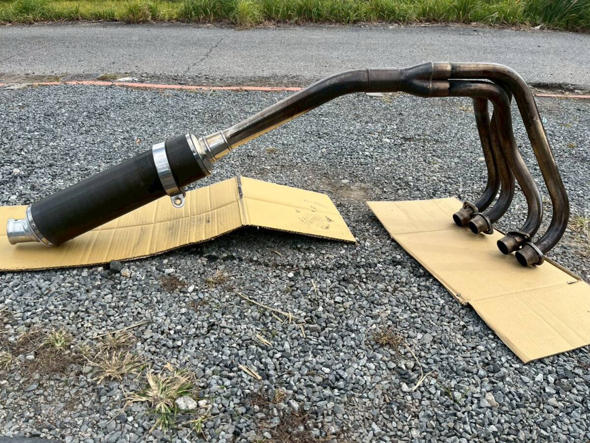 2525-39 ヨシムラ　カーボンサイクロン　フルエキ　マフラー　 XJR1200 4KG 走行距離22000キロ　エンジン実動車