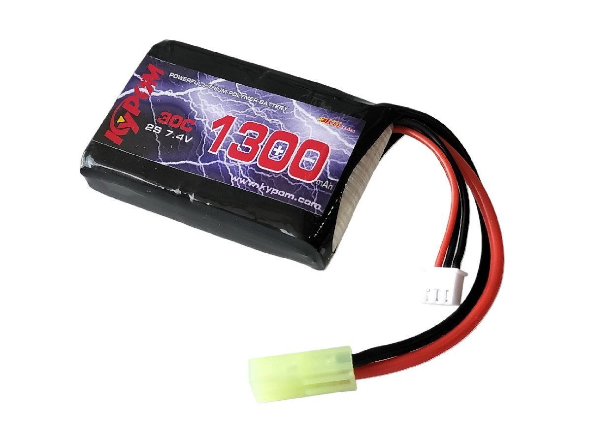 Kypom S電動ガン 7.4V 1300mAh 30C60C リポミニタミヤ コネクター 電動ガン エアガン リポ リチウムポリマー バッテリー　★