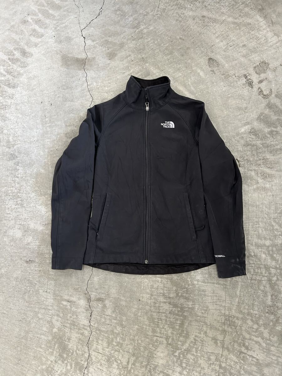 #25 NORTH FACE ノースフェイス ソフトシェルジャケット アウトドア フリースジャケット ブラック キャンプ フルジップ 防寒 レディース 