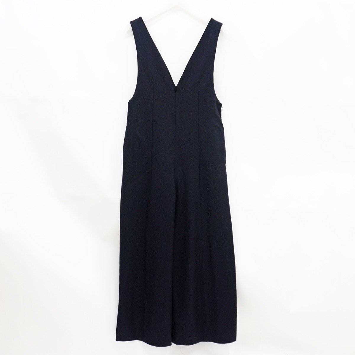 ◇【DES PRES デプレ】23AW ウールフランネル Vネック オールインワン ネイビー F