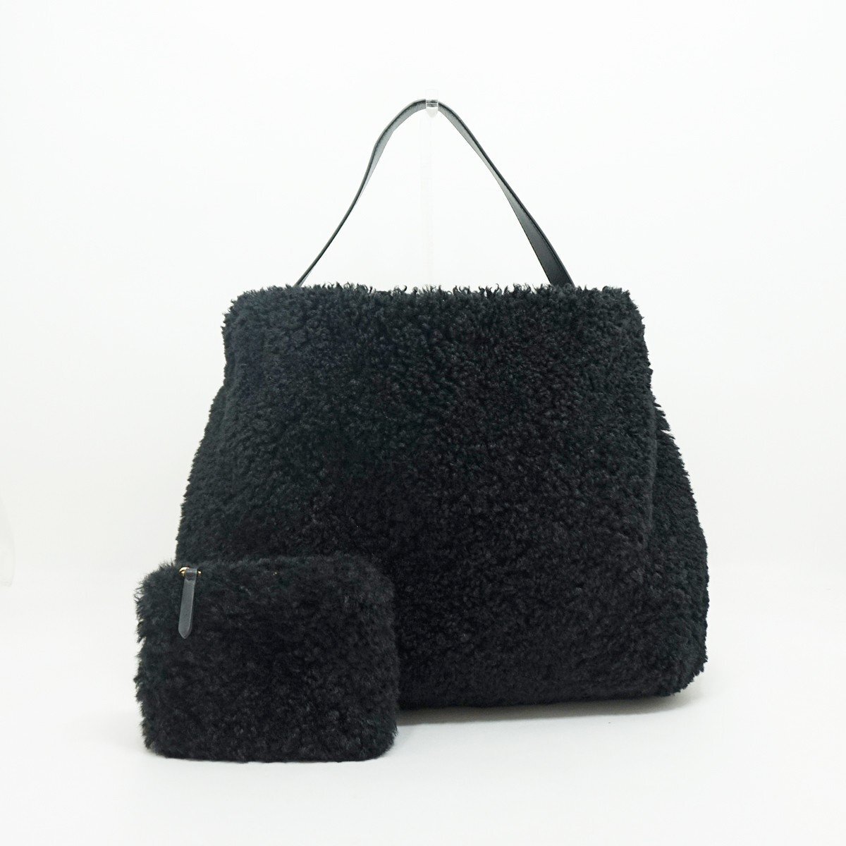 ◇【TOPKAPI トプカピ】ポーチ付き フェイクファー ショルダーバッグ ブラック
