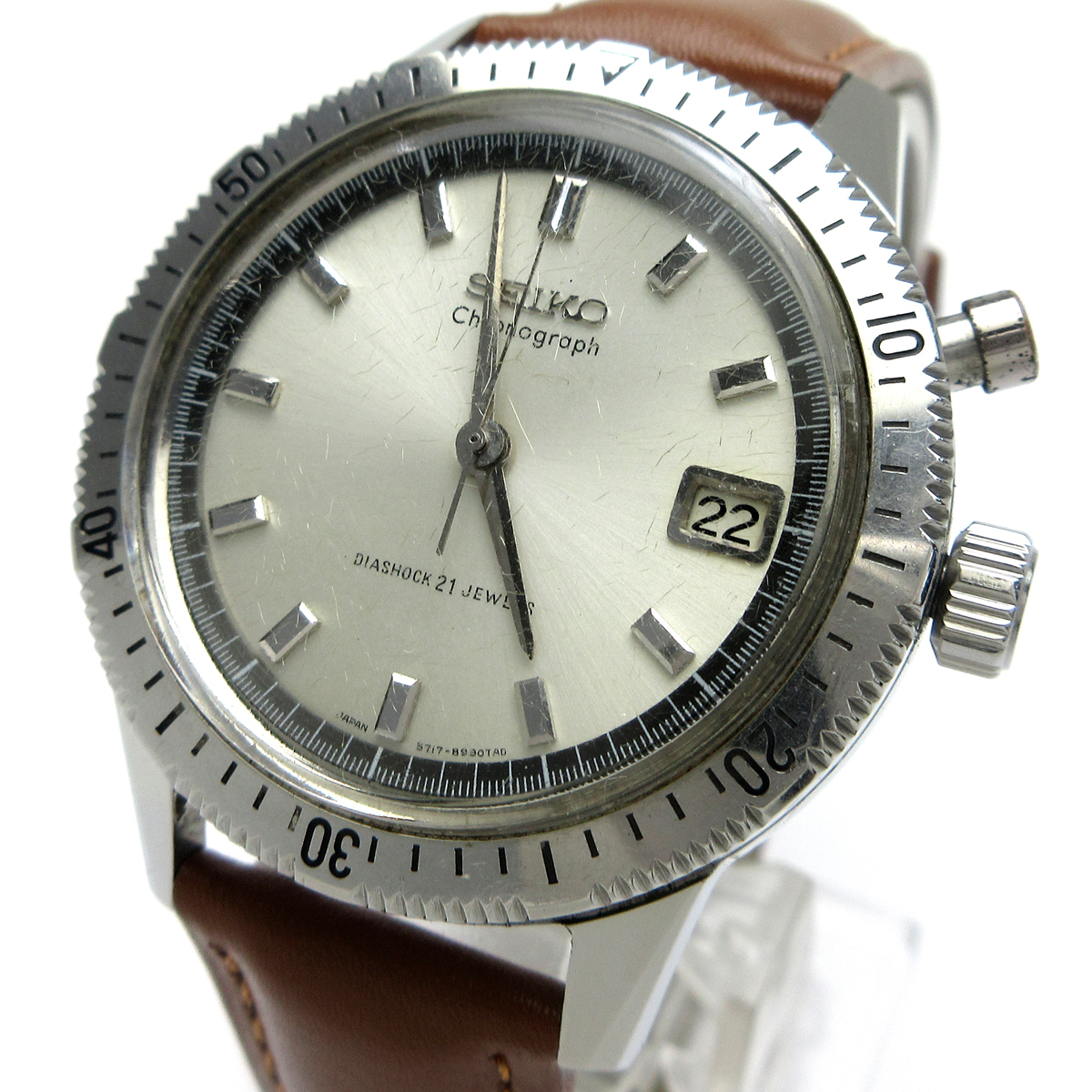 セイコー 時計 SEIKO ワンプッシュクロノグラフ 5717-8990 手巻き メンズ タツノオトシゴ 稼動品 ヴィンテージ