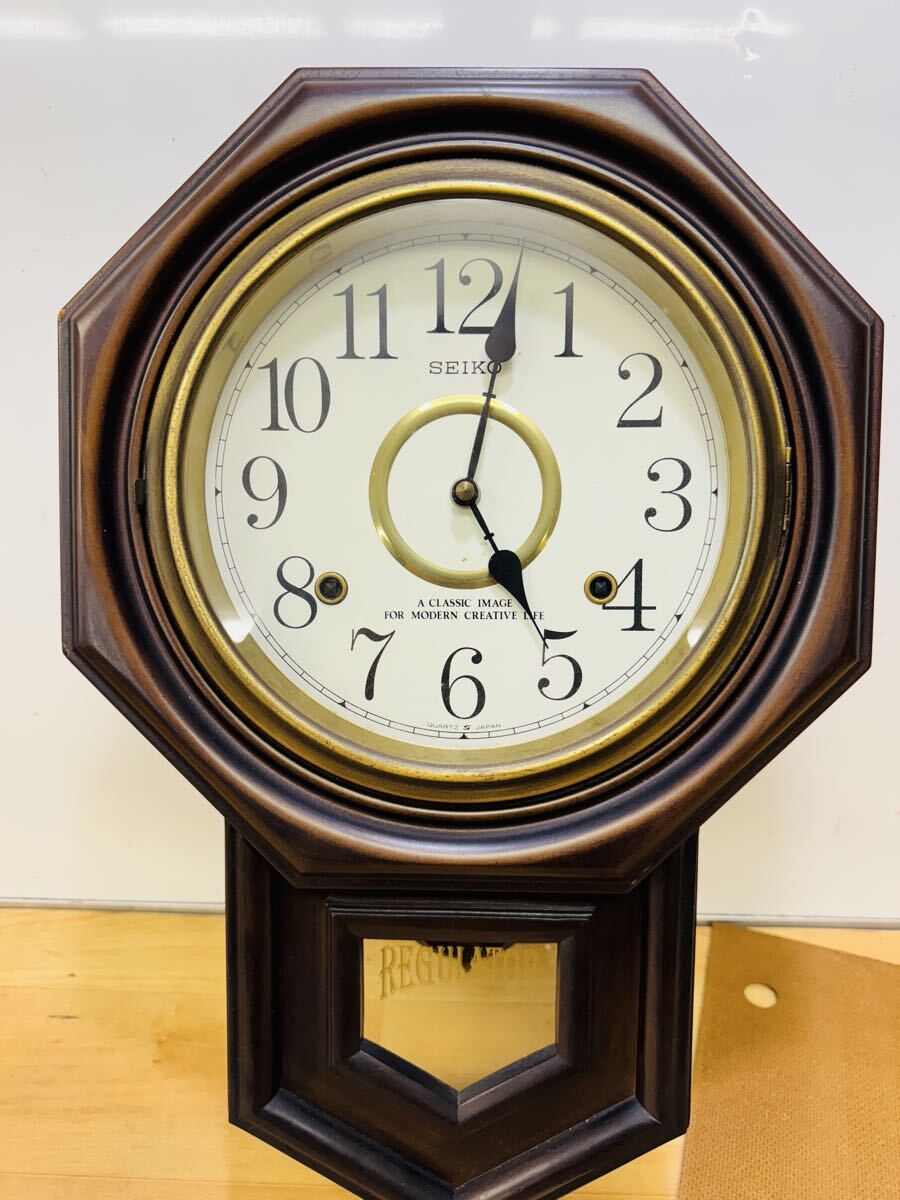 振り子時計 SEIKO 昭和レトロ アンティーク 壁掛け 掛時計 八角 掛け時計