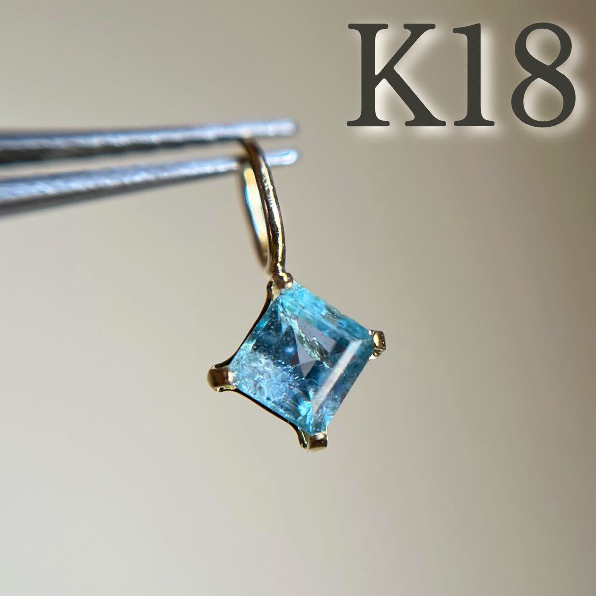 K18 タンザニア産コーネルピン　スクエアカット　ペンダントトップ　希少 3