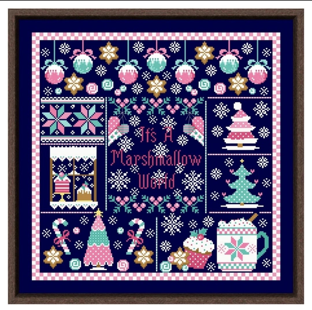 【送料無料・匿名配送】クロスステッチキット It's a Marshmallow World マシュマロの世界 18CT 34×34cm クリスマス モチーフ ラスト1