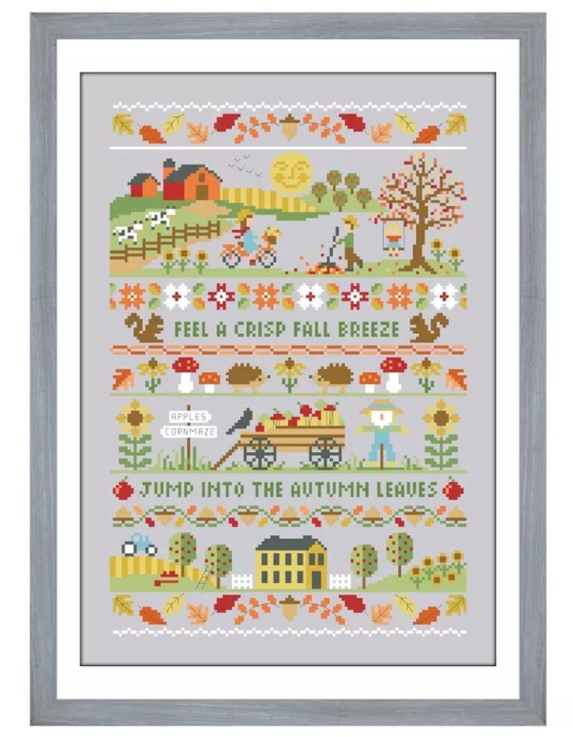 クロスステッチキット Feel a crisp fall breeze 14CT 刺繍 モチーフ 秋 autumn オータム 刺繍 ラスト1