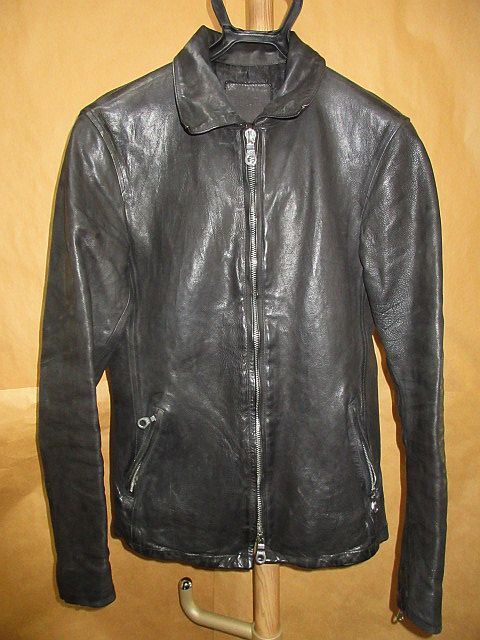 バックラッシュ　ISAMU KATAYAMA BACKLASH　17AW ジャパンカーフ　FLEET WOOD 製品染めシングル　レザー　ライダース　ジャケット　 S