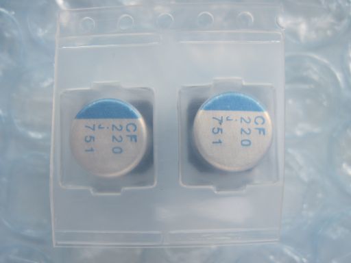 SB02 nichicon 導電性高分子アルミ固体電解コンデンサ　超低ESR CFシリーズ PCF0J221MCL1GS　220μF 6.3V 未使用品、長期保存品　2個セット