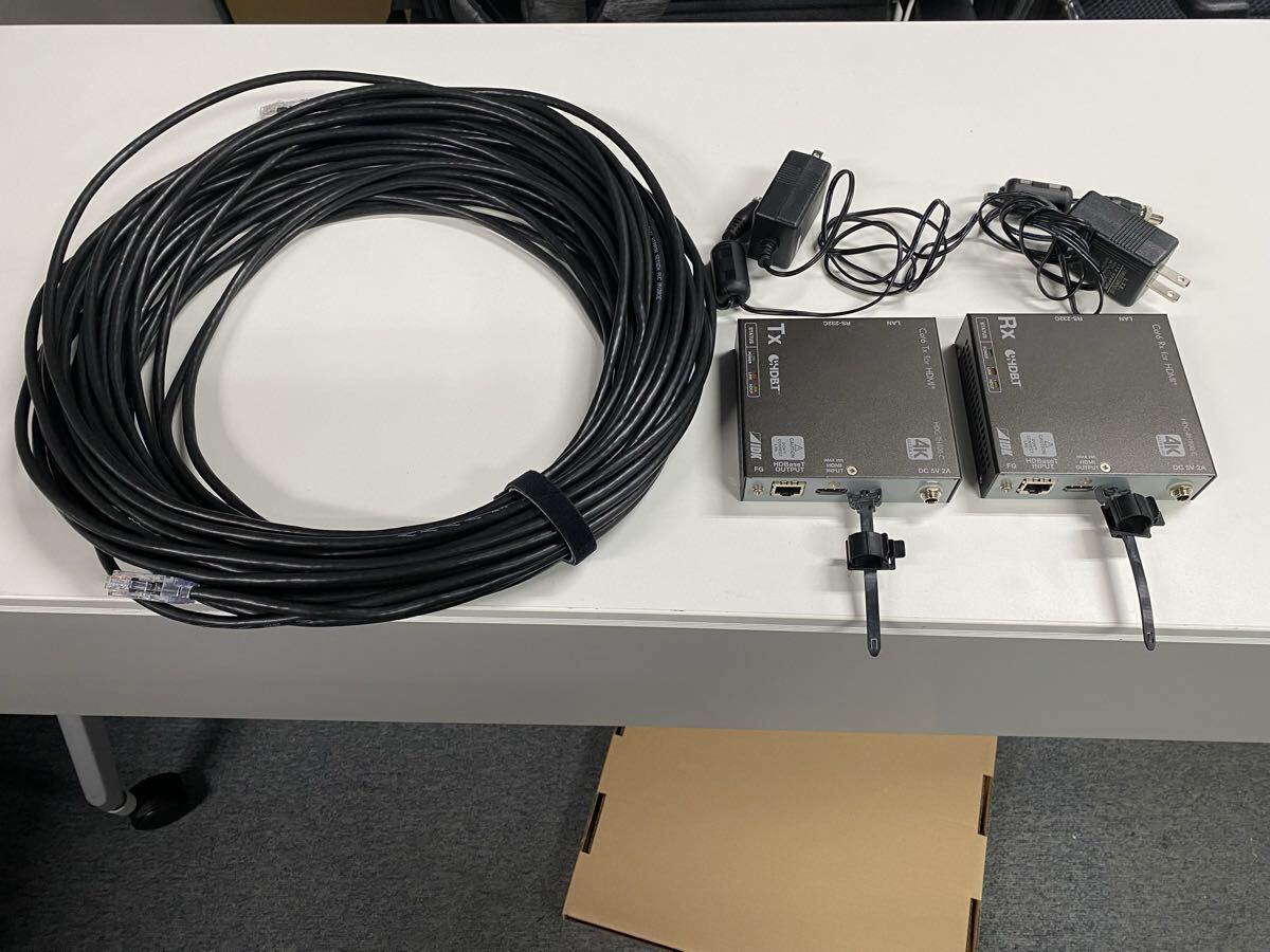 IDK アイ・ディ・ケイ HDC-RH100-C HDC-TH100-C 4K対応 HDBaseT 送信機・受信機・LANケーブル30mセット
