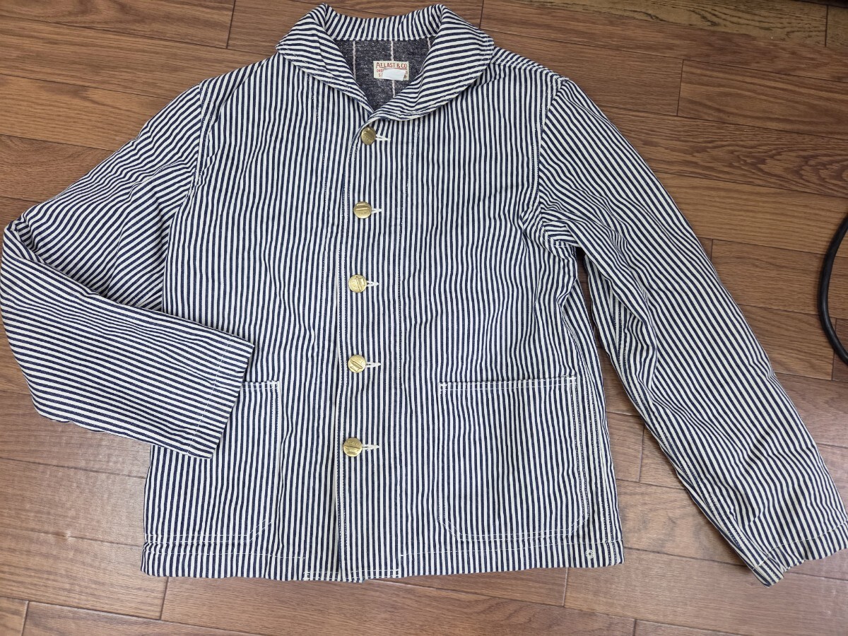 希少　ATLAST&CO ショールカラー　ヒッコリー　ブランケット　カバーオール SAILOR COVERALL 38 デッキジャケットBUTCHER PRODUCTS 