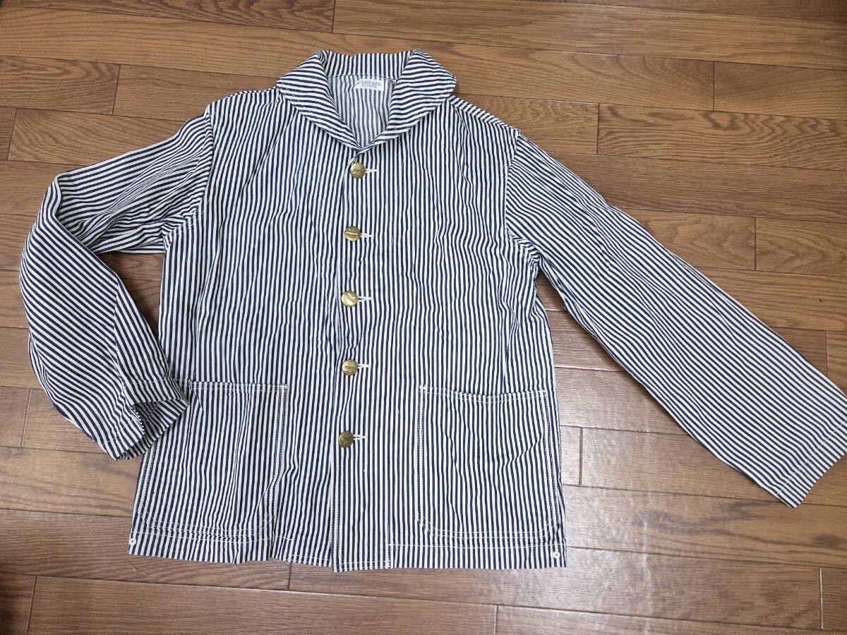 初期　ATLAST&CO SAILOR COVERALL Size: 40 ショールカラーカバーオール　ヒッコリーストライプ デッキジャケット ブッチャープロダクツ