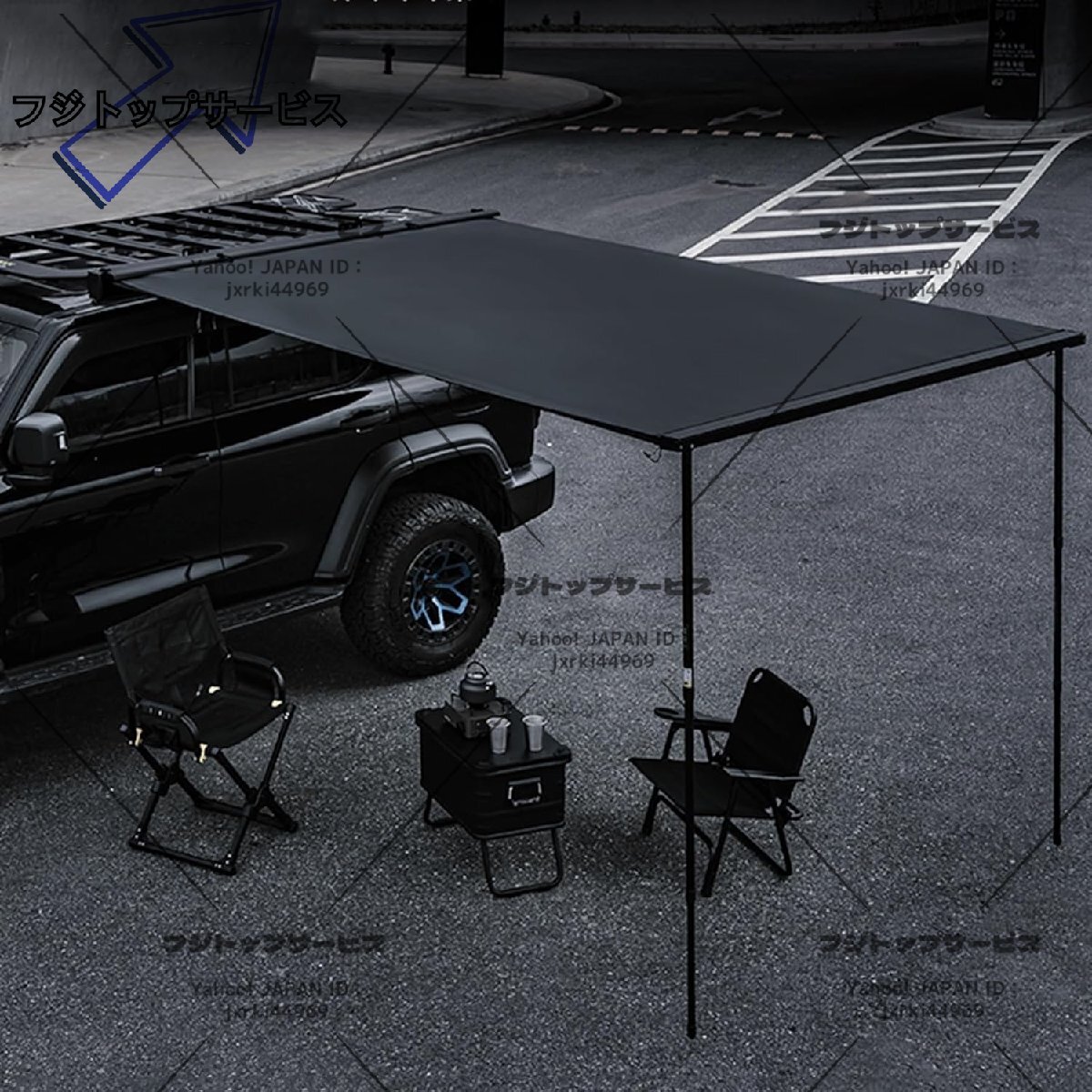 車両用オーニング、カーサイドオーニング、ルーフトッププルアウトリップストップUPF50+サイドオーニング、SUV/トラック/バン用 2*3M